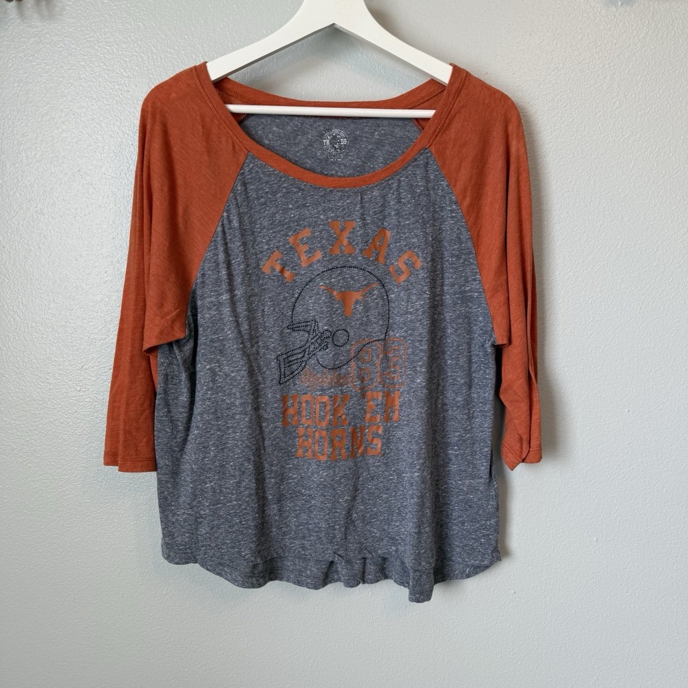 Texas Longhorns Womens Large Scoop Neck 3/4 Sleeve T-Shirt Top Casual